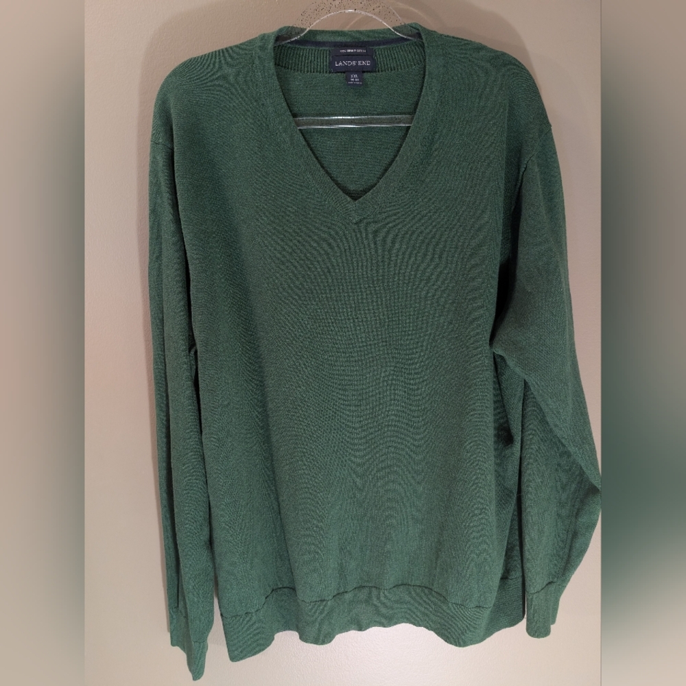 Lands' End Supima Cotton Green Sweater